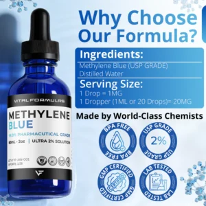 Methylene Blue Ultra 2% Solution | 60mL 2oz bottle