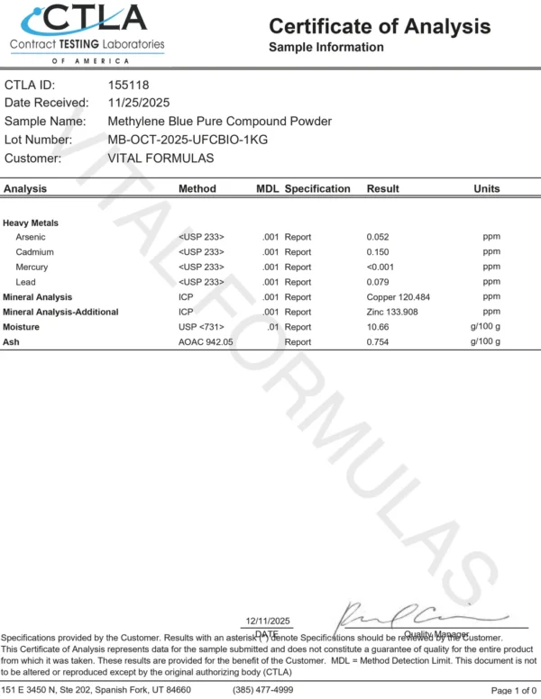 Methylene Blue Ultra 2% Solution | 60mL 2oz bottle